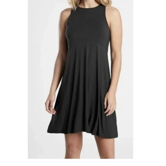 Athleta Dresses & Skirts - Athleta Santorini Dress Thera High Neck Black Lightweight Women Size Medium